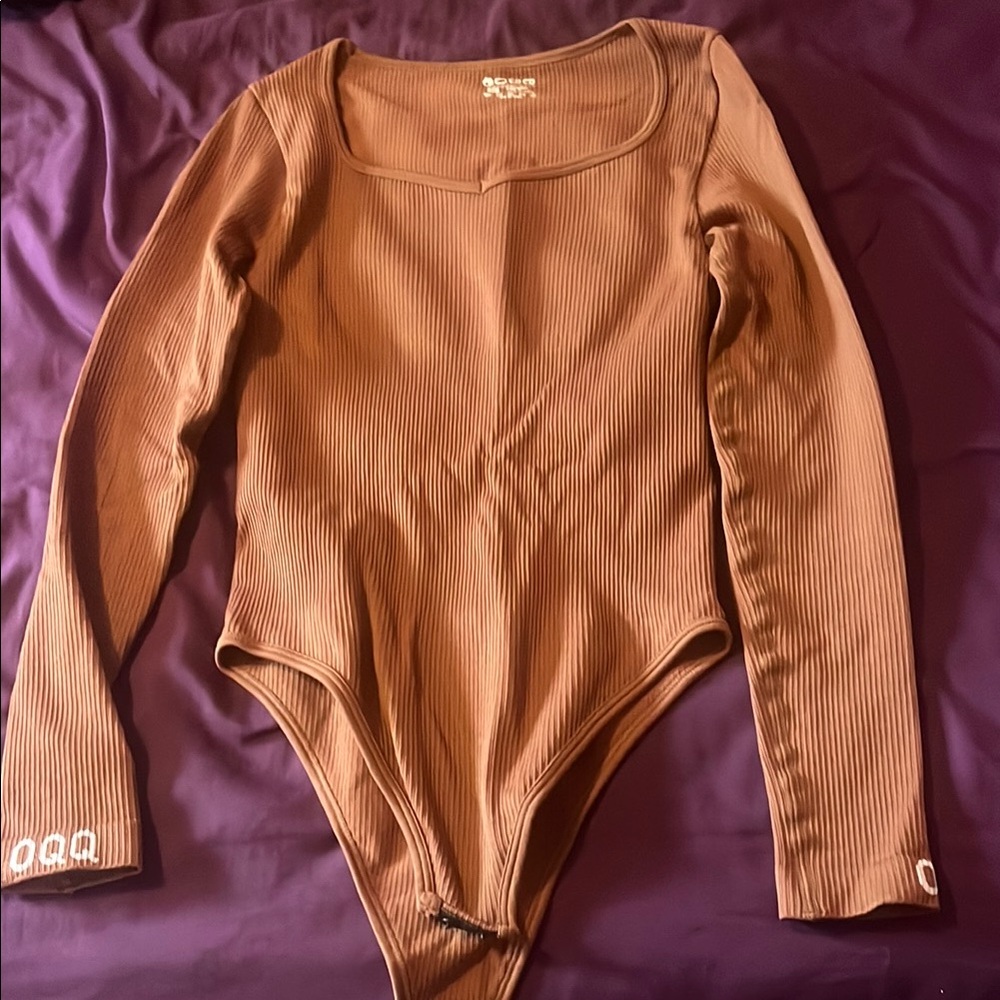Brown Ribbed One Piece